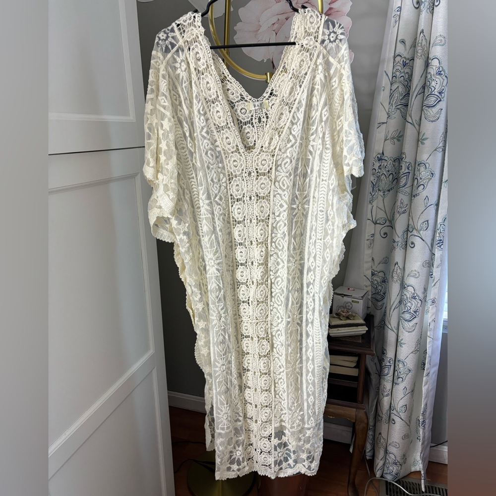 White with lace design cover up